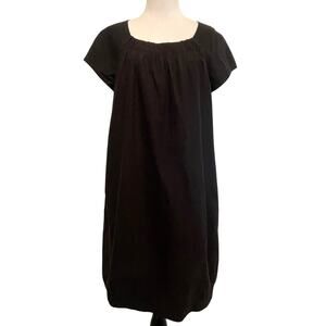 Vince. Black Bubble Hem Dress Womens Medium Cotton Exposed Zipper Party LBD